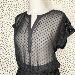 The Limited Black Sheer Polka Dot Top